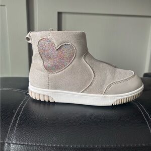 Kids Beige Heart Ankle Boots
